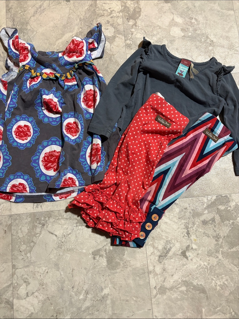 Mix & Match Matilda Jane Baby Girl Set - size 12m Navy, Grey, Red
